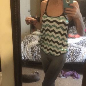 Sequin chevron flowy tank